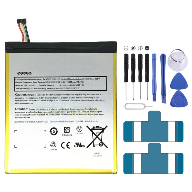 Sostituzione batteria ai polimeri di litio PR53DC 4750mAh per Amazon Kindle Fire HD 8 6a generazione, For Amazon Kindle Fire HD 8 6th Gen Sostituzione batteria ai polimeri di litio PR53DC 4750mAh per Amazon Kindle Fire HD 8 6a generazione, For Amazon Kindle Fire HD 8 6th Gen